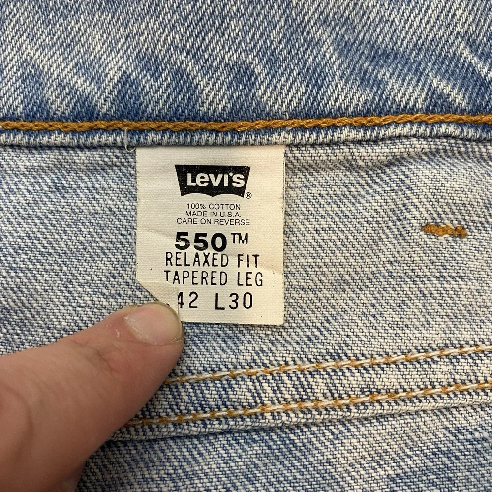 vtg Levi's 550 Jeans Mens 42 Fits 40x30 Y2K Baggy Blue Distressed‎ USA Made